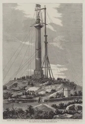 Raising the Anglesey Statue to the Top of the Column erected to the Memory of the late Marquis near Menai Bridge